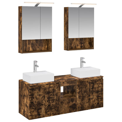 vidaXL Bathroom Cabinet Set 5 pcs Smoked Oak Engineered Wood