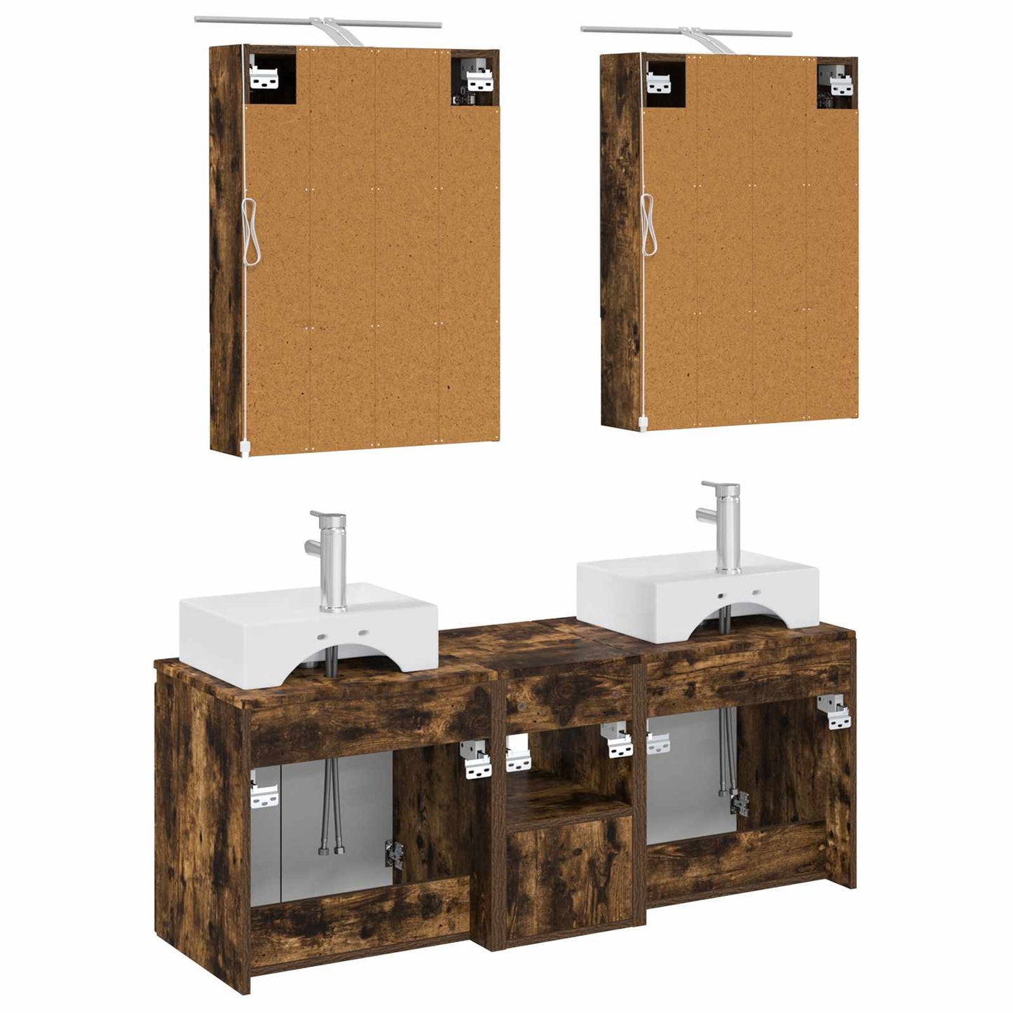 vidaXL Bathroom Cabinet Set 5 pcs Smoked Oak Engineered Wood