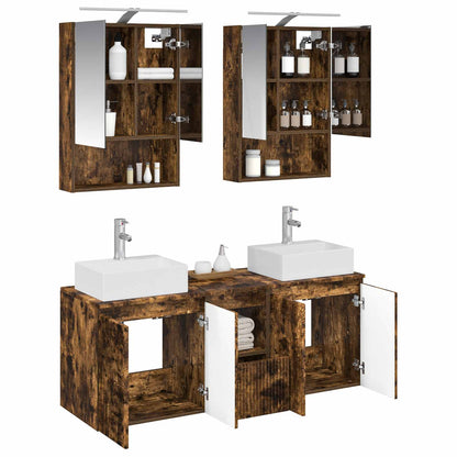 vidaXL Bathroom Cabinet Set 5 pcs Smoked Oak Engineered Wood