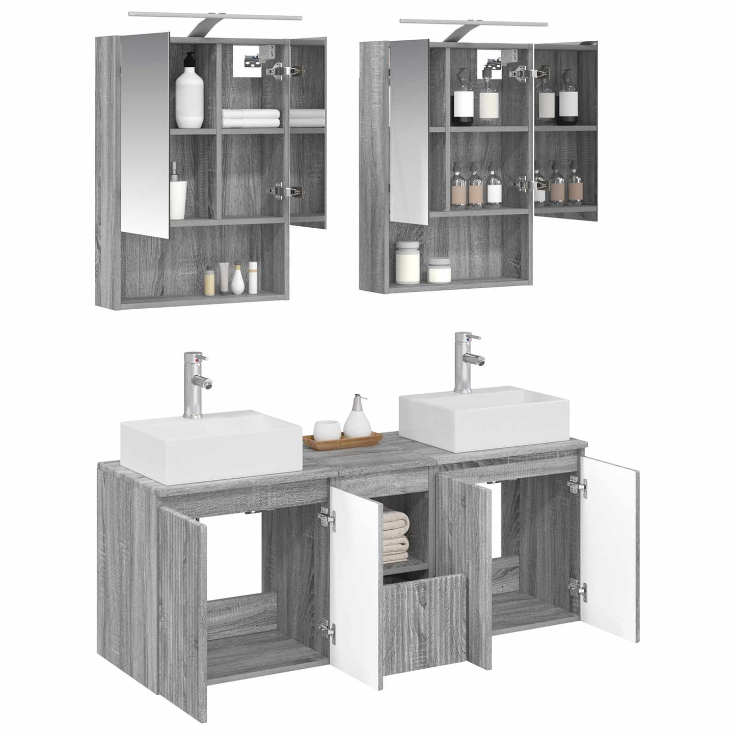 vidaXL Bathroom Cabinet Set 5 pcs Grey Sonoma Engineered Wood