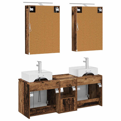 vidaXL Bathroom Cabinet Set 5 pcs Old Wood Engineered Wood