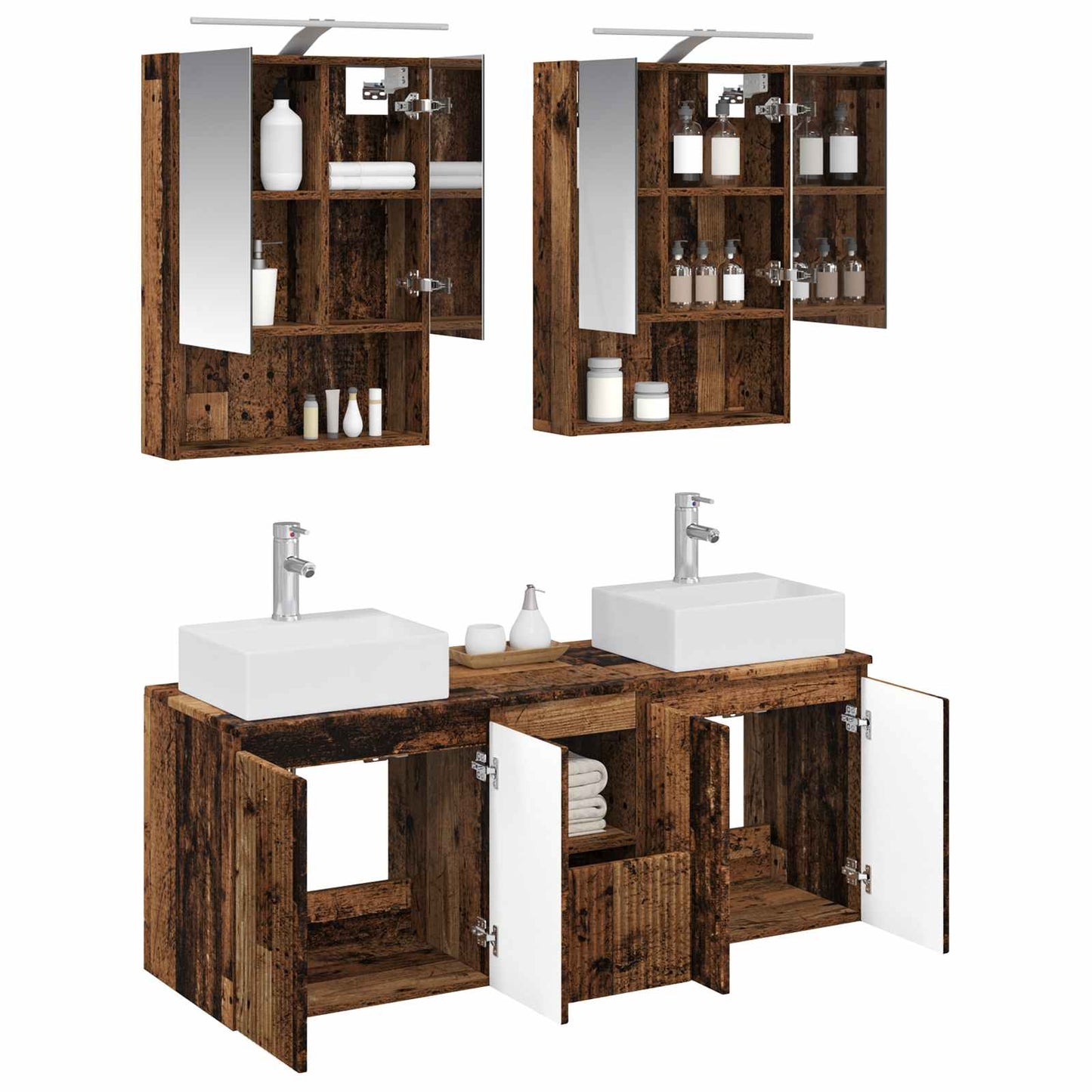 vidaXL Bathroom Cabinet Set 5 pcs Old Wood Engineered Wood