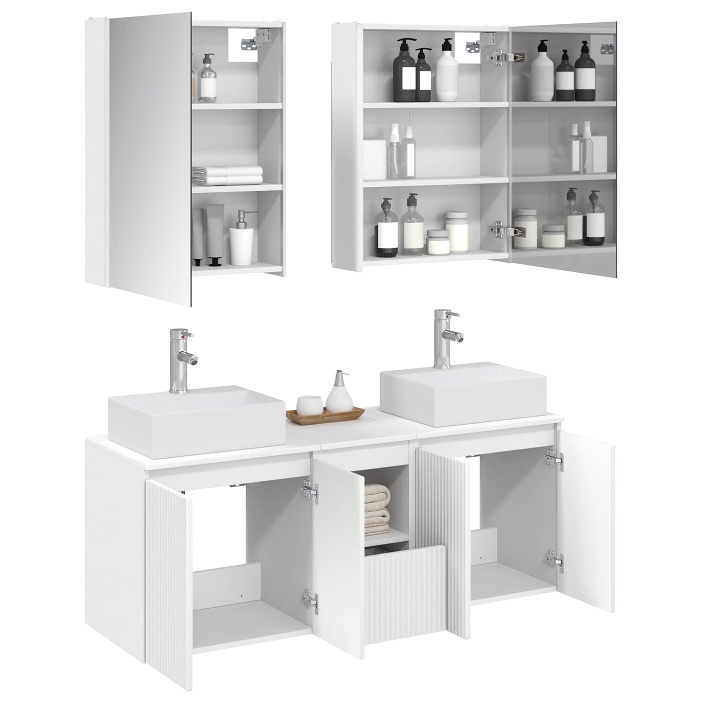 vidaXL Bathroom Cabinet Set 5 pcs White Engineered Wood