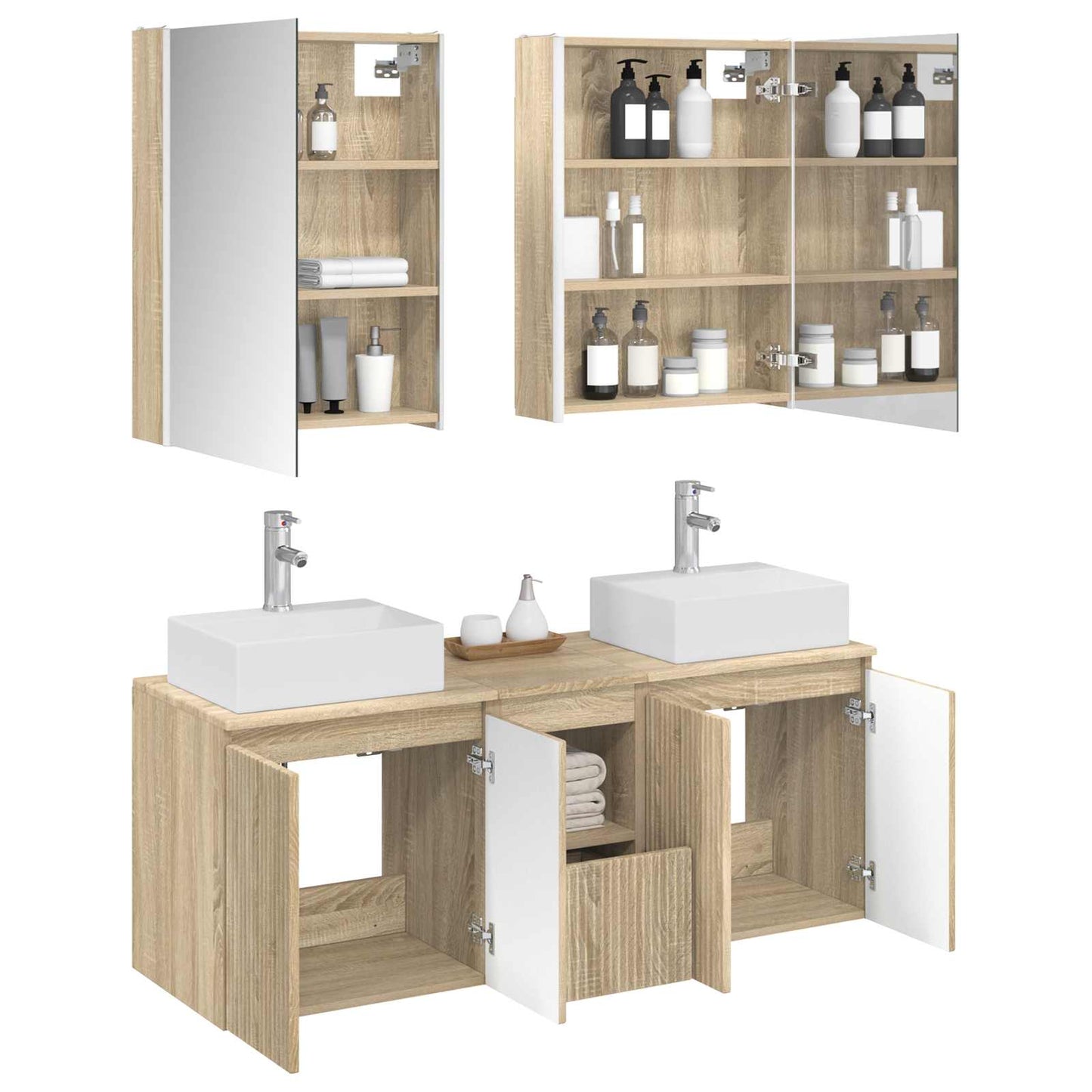 vidaXL Bathroom Cabinet Set 5 pcs Sonoma Oak Engineered Wood