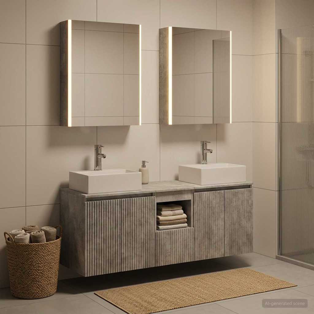 vidaXL Bathroom Cabinet Set 5 pcs Concrete Grey Engineered Wood