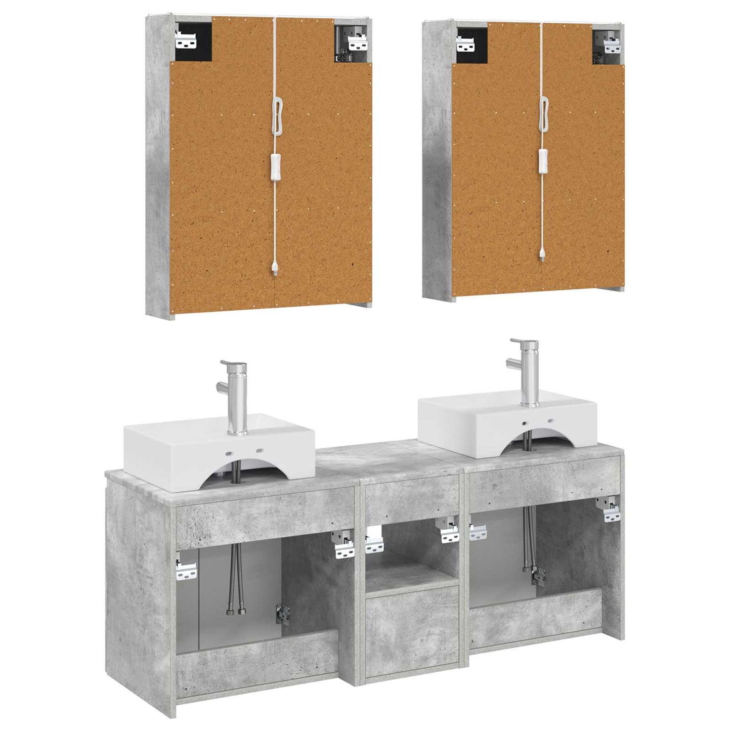 vidaXL Bathroom Cabinet Set 5 pcs Concrete Grey Engineered Wood