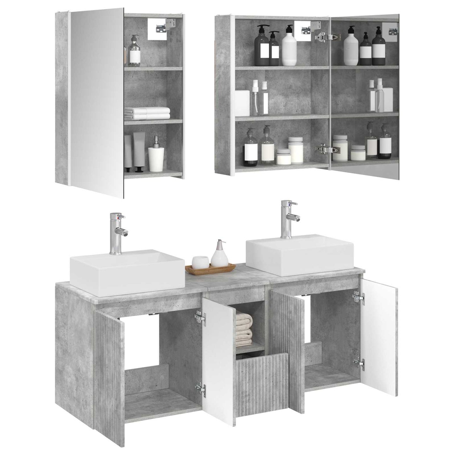 vidaXL Bathroom Cabinet Set 5 pcs Concrete Grey Engineered Wood