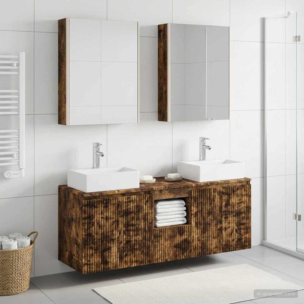 vidaXL Bathroom Cabinet Set 5 pcs Smoked Oak Engineered Wood