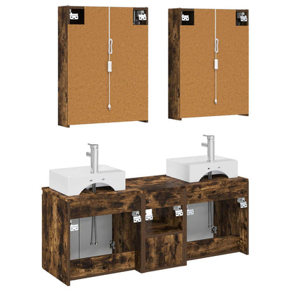vidaXL Bathroom Cabinet Set 5 pcs Smoked Oak Engineered Wood