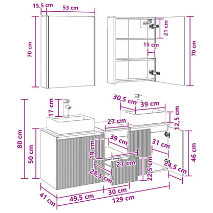vidaXL Bathroom Cabinet Set 5 pcs Smoked Oak Engineered Wood