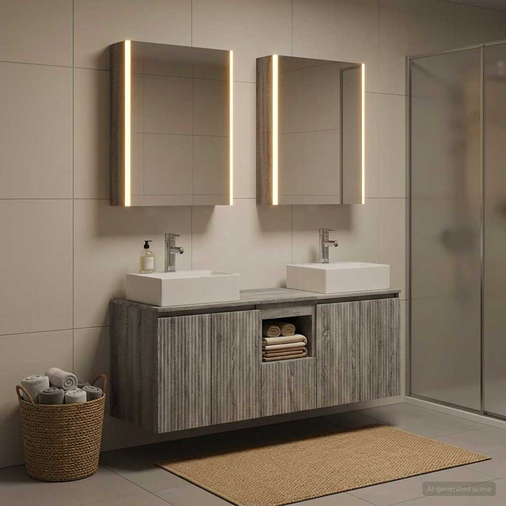vidaXL Bathroom Cabinet Set 5 pcs Grey Sonoma Engineered Wood