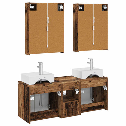 vidaXL Bathroom Cabinet Set 5 pcs Old Wood Engineered Wood
