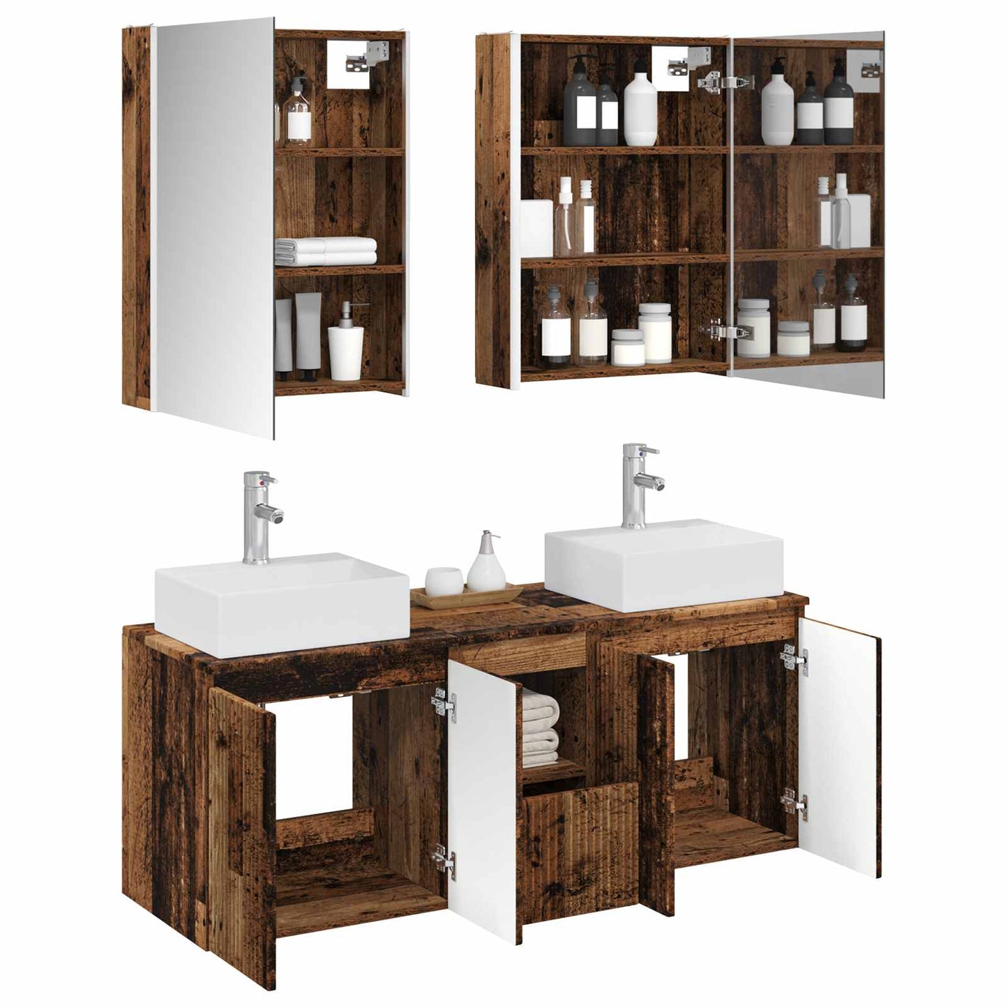 vidaXL Bathroom Cabinet Set 5 pcs Old Wood Engineered Wood