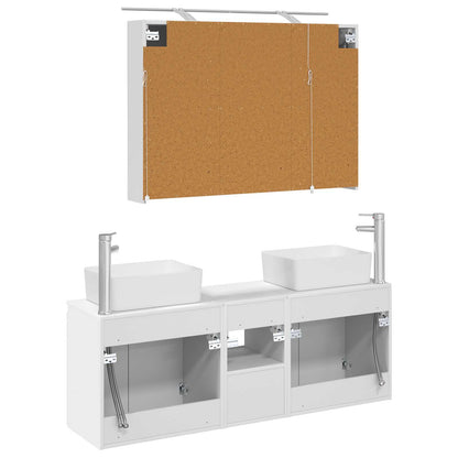vidaXL Bathroom Cabinet Set 4 pcs White Engineered Wood