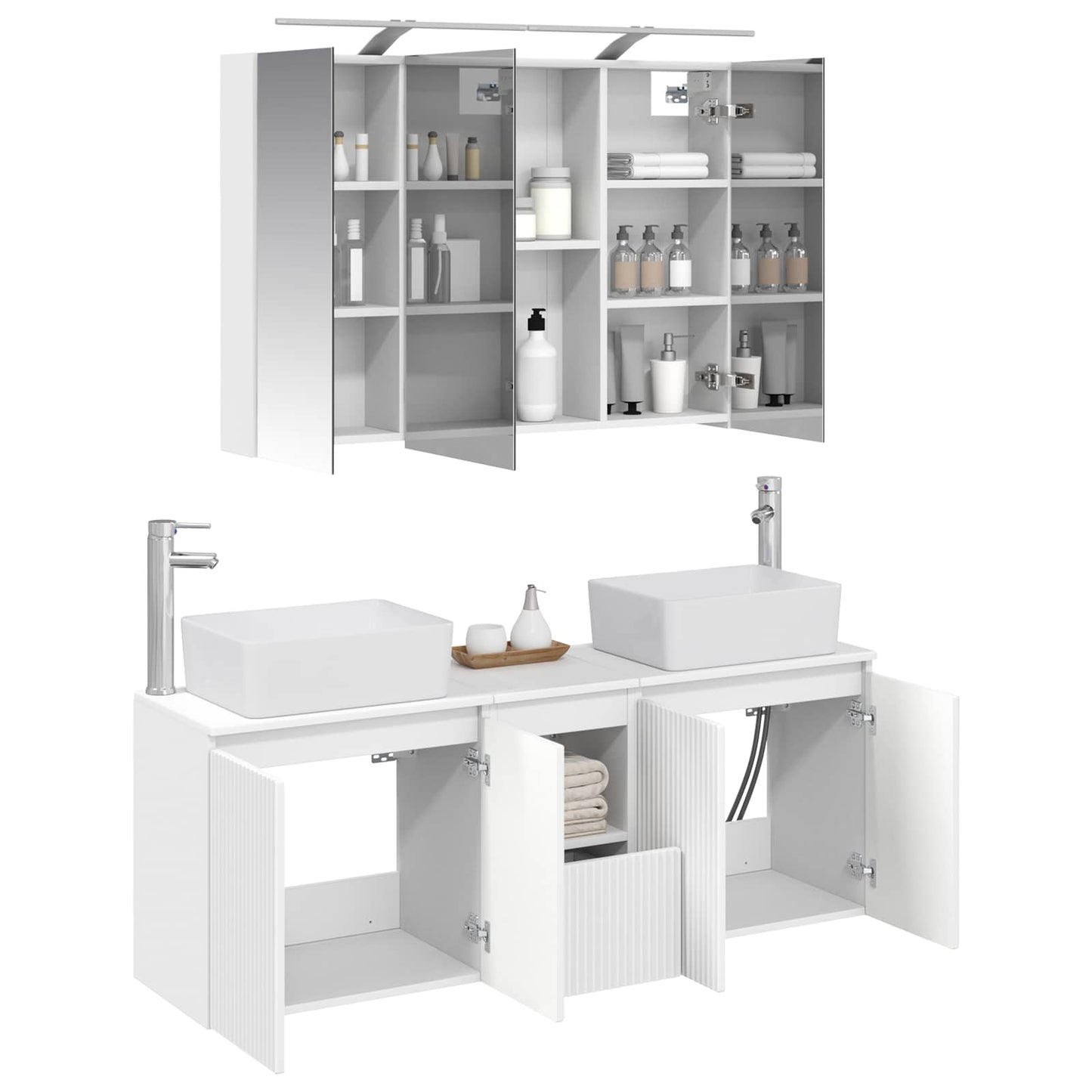 vidaXL Bathroom Cabinet Set 4 pcs White Engineered Wood