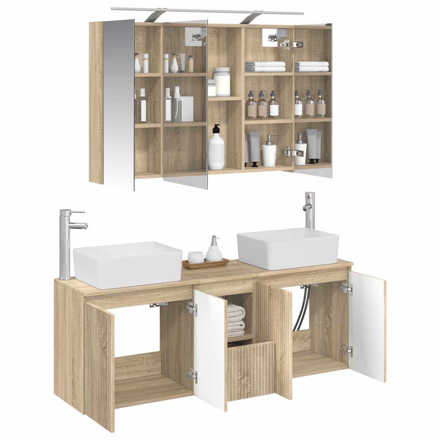 vidaXL Bathroom Cabinet Set 4 pcs Sonoma Oak Engineered Wood