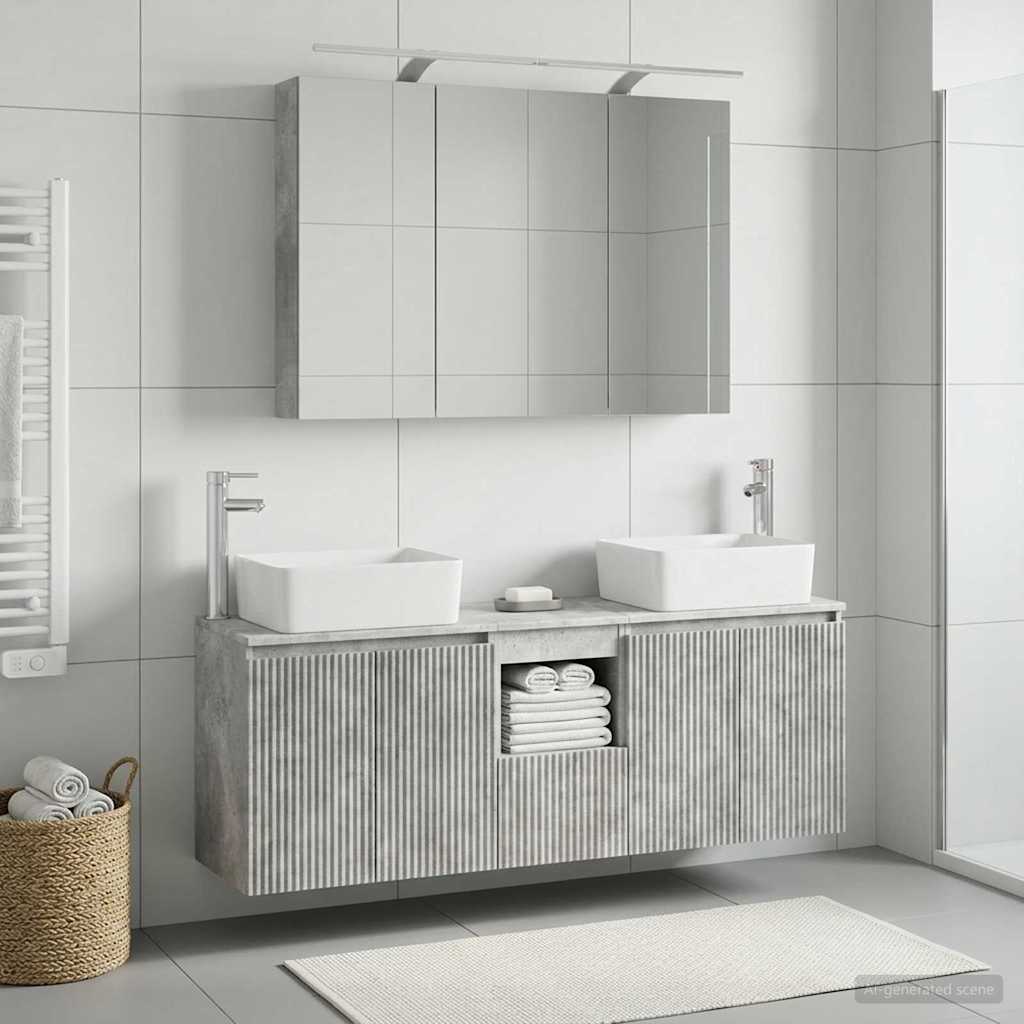 vidaXL Bathroom Cabinet Set 4 pcs Concrete Grey Engineered Wood