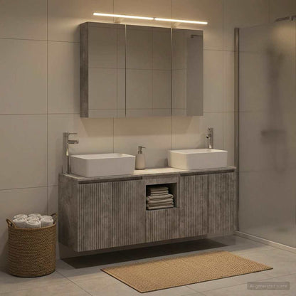 vidaXL Bathroom Cabinet Set 4 pcs Concrete Grey Engineered Wood