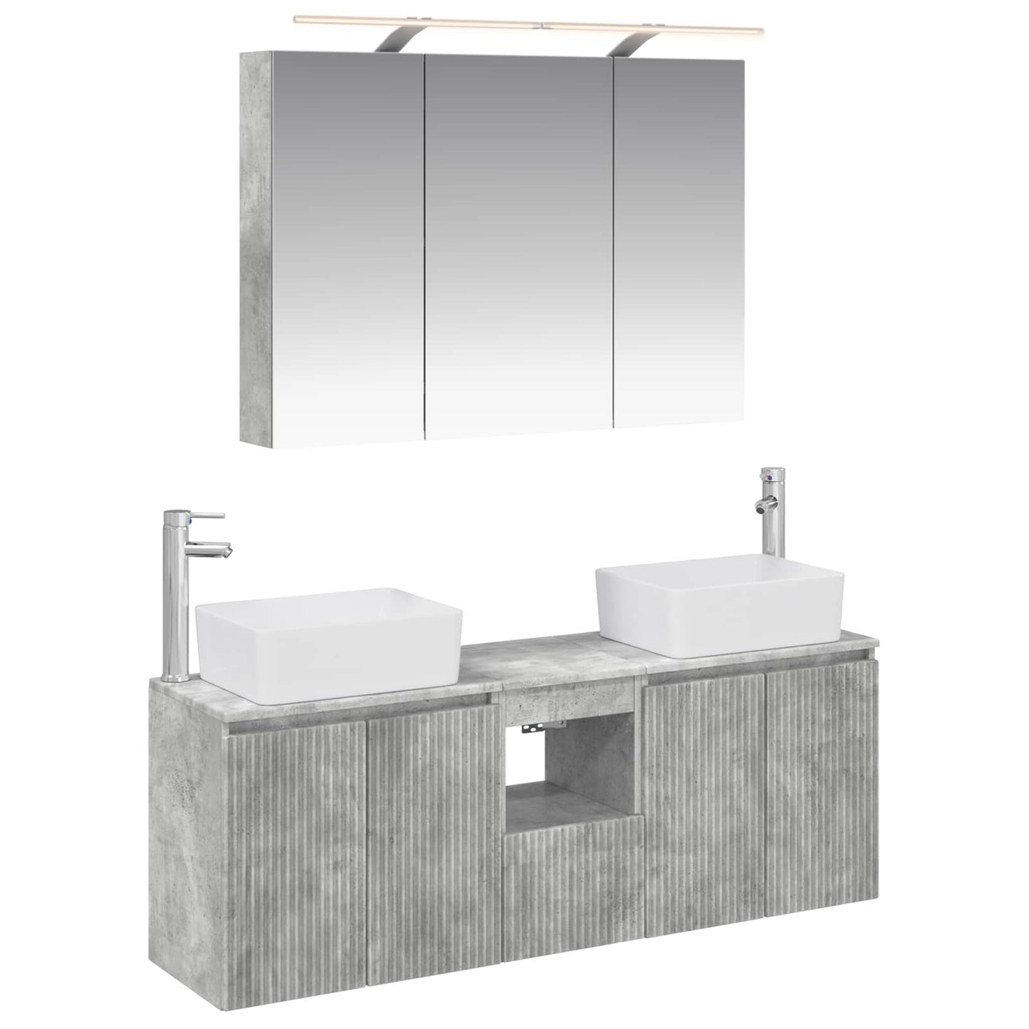 vidaXL Bathroom Cabinet Set 4 pcs Concrete Grey Engineered Wood