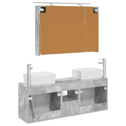 vidaXL Bathroom Cabinet Set 4 pcs Concrete Grey Engineered Wood