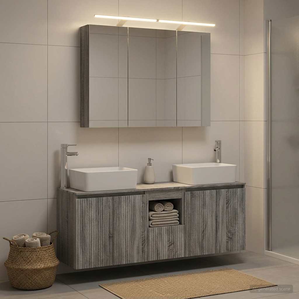 vidaXL Bathroom Cabinet Set 4 pcs Grey Sonoma Engineered Wood