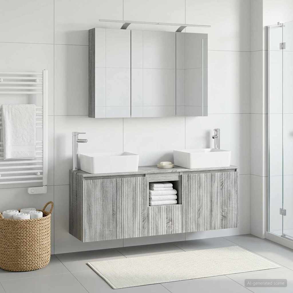 vidaXL Bathroom Cabinet Set 4 pcs Grey Sonoma Engineered Wood