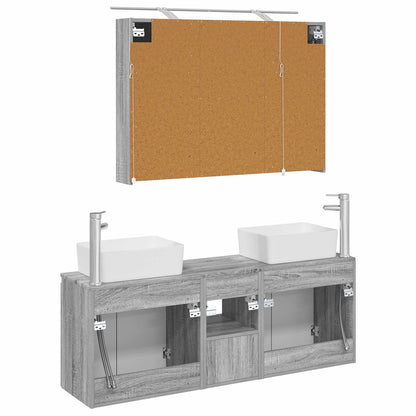 vidaXL Bathroom Cabinet Set 4 pcs Grey Sonoma Engineered Wood
