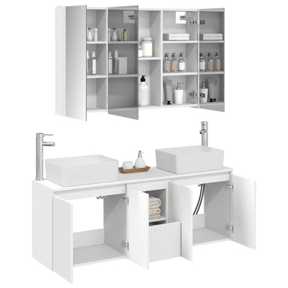 vidaXL Bathroom Cabinet Set 4 pcs White Engineered Wood