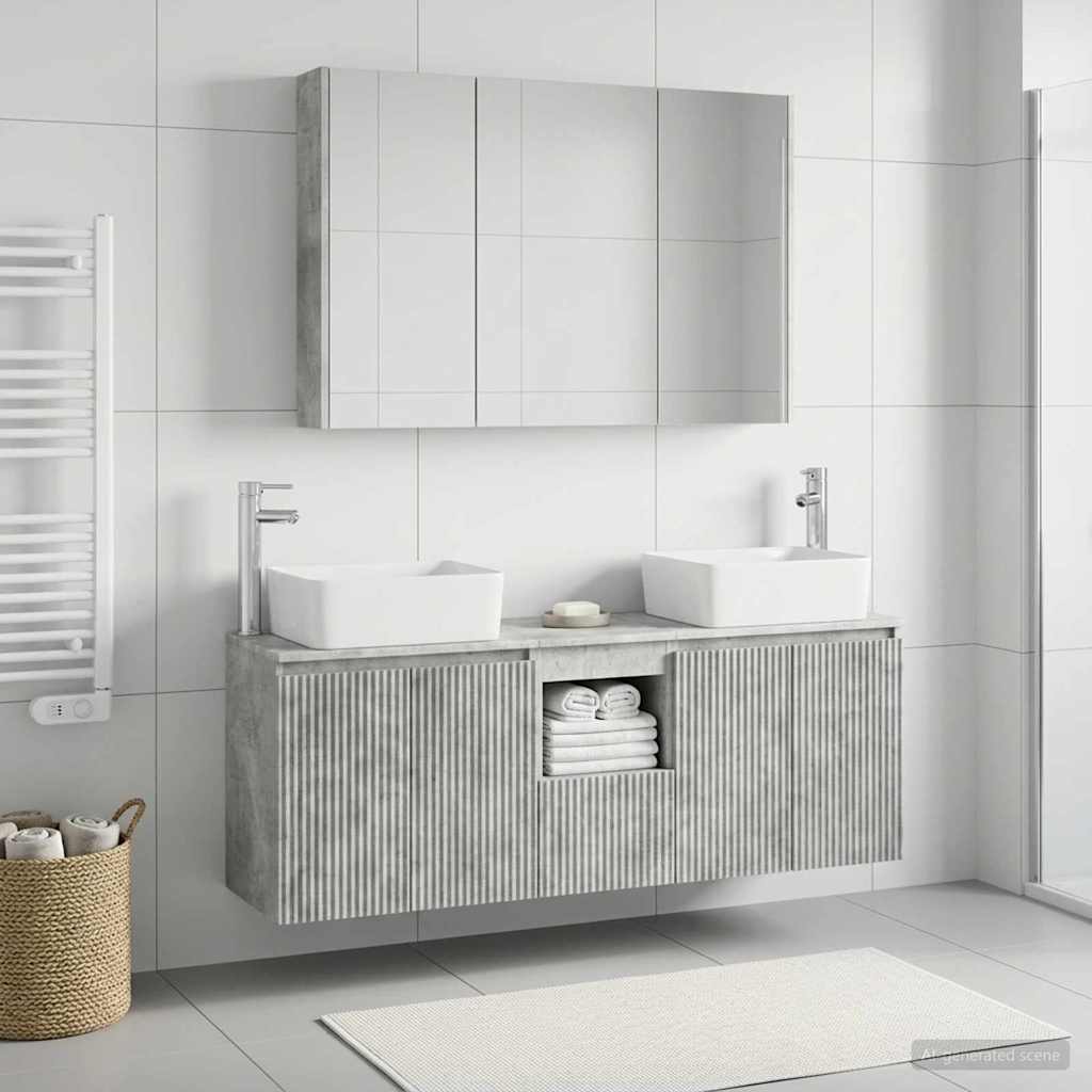 vidaXL Bathroom Cabinet Set 4 pcs Concrete Grey Engineered Wood