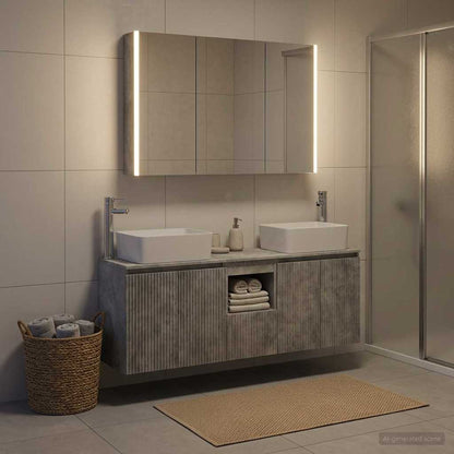 vidaXL Bathroom Cabinet Set 4 pcs Concrete Grey Engineered Wood