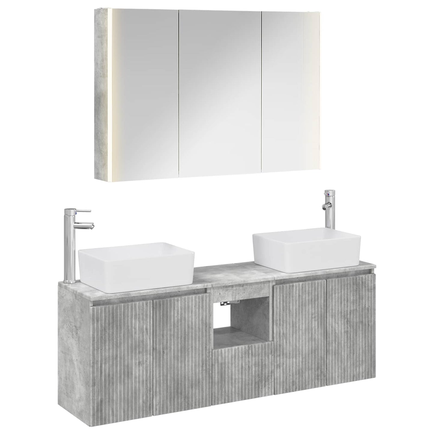 vidaXL Bathroom Cabinet Set 4 pcs Concrete Grey Engineered Wood
