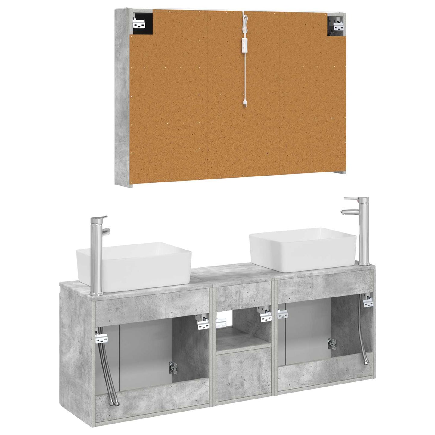 vidaXL Bathroom Cabinet Set 4 pcs Concrete Grey Engineered Wood