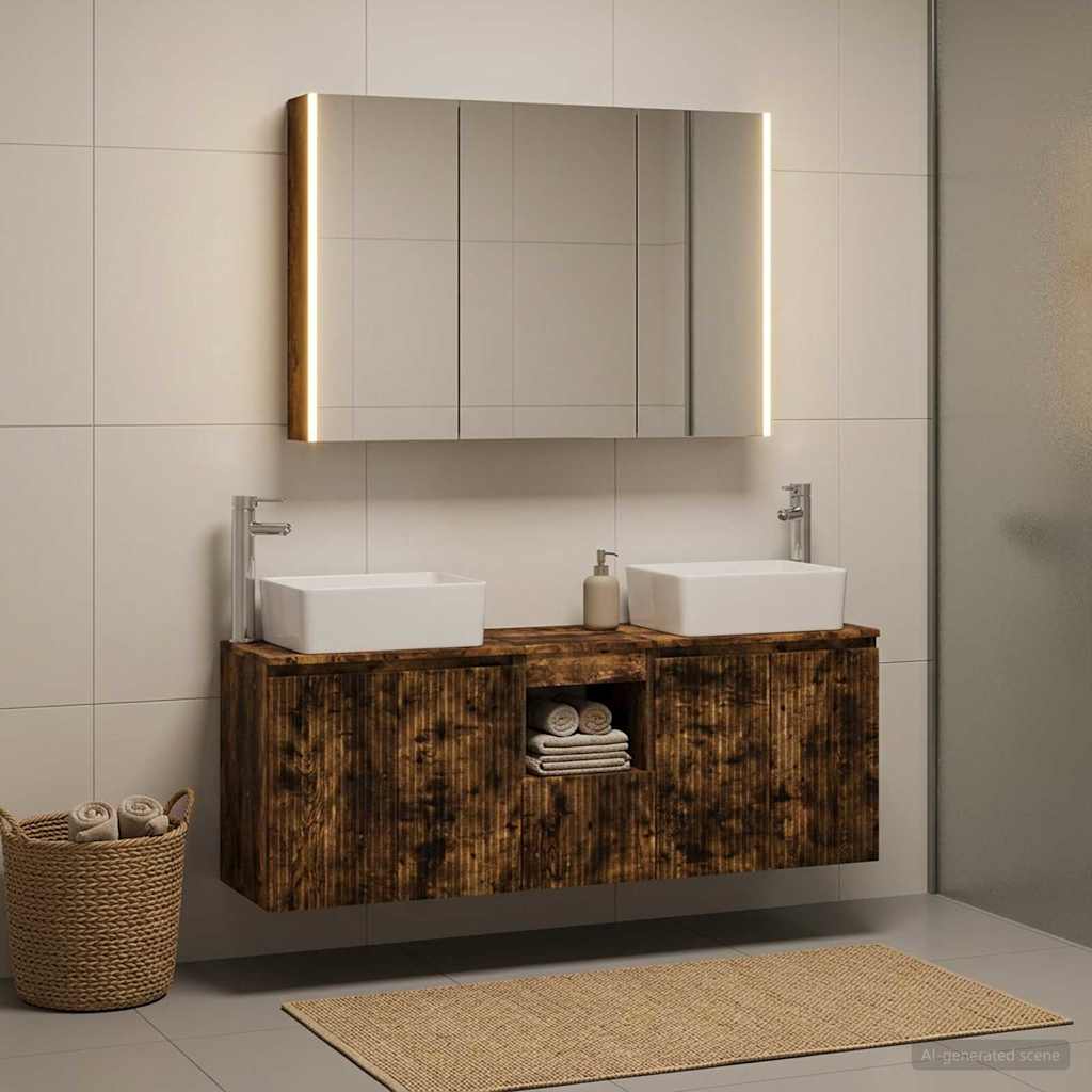 vidaXL Bathroom Cabinet Set 4 pcs Smoked Oak Engineered Wood