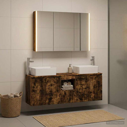 vidaXL Bathroom Cabinet Set 4 pcs Smoked Oak Engineered Wood