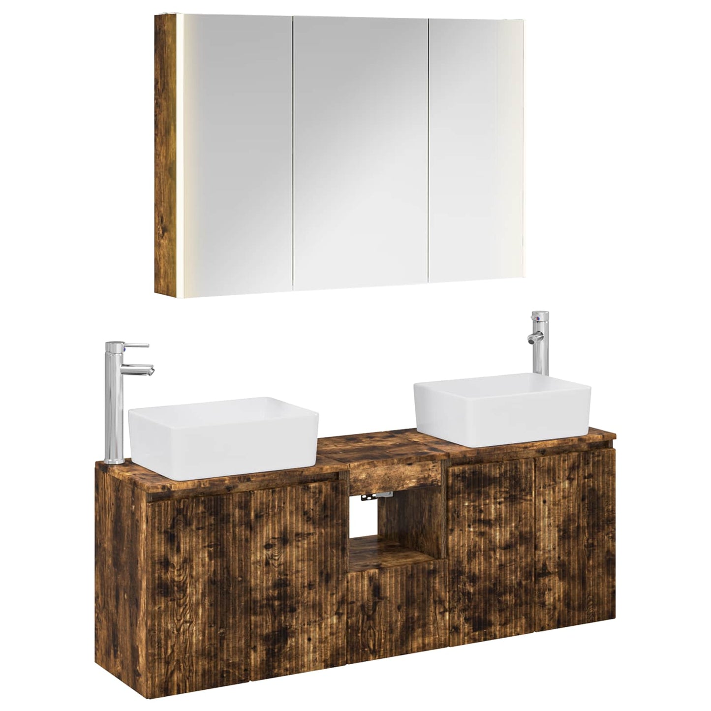 vidaXL Bathroom Cabinet Set 4 pcs Smoked Oak Engineered Wood