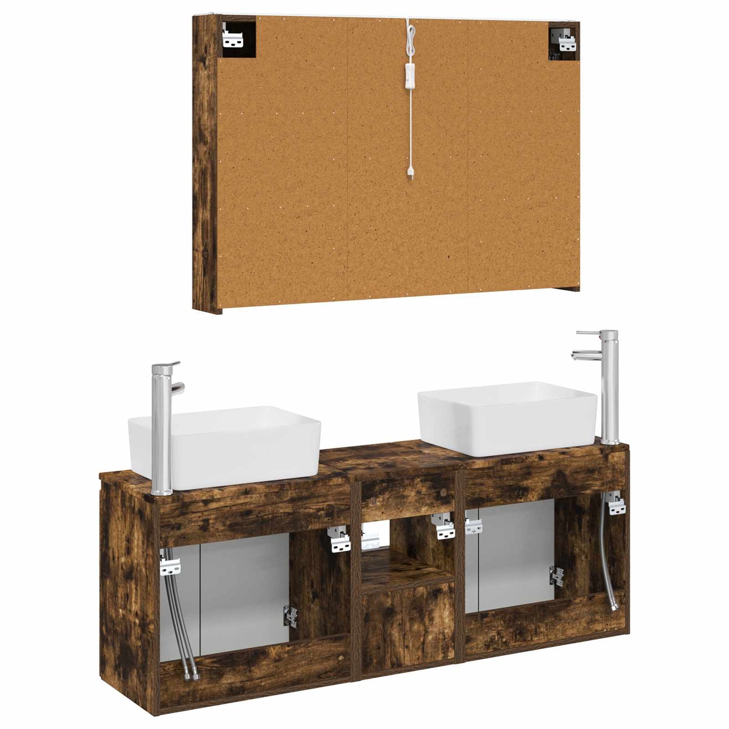 vidaXL Bathroom Cabinet Set 4 pcs Smoked Oak Engineered Wood