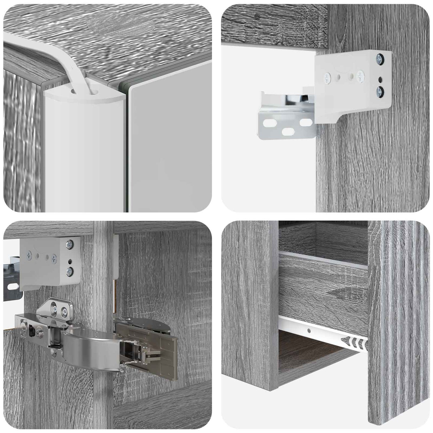 vidaXL Bathroom Cabinet Set 4 pcs Grey Sonoma Engineered Wood