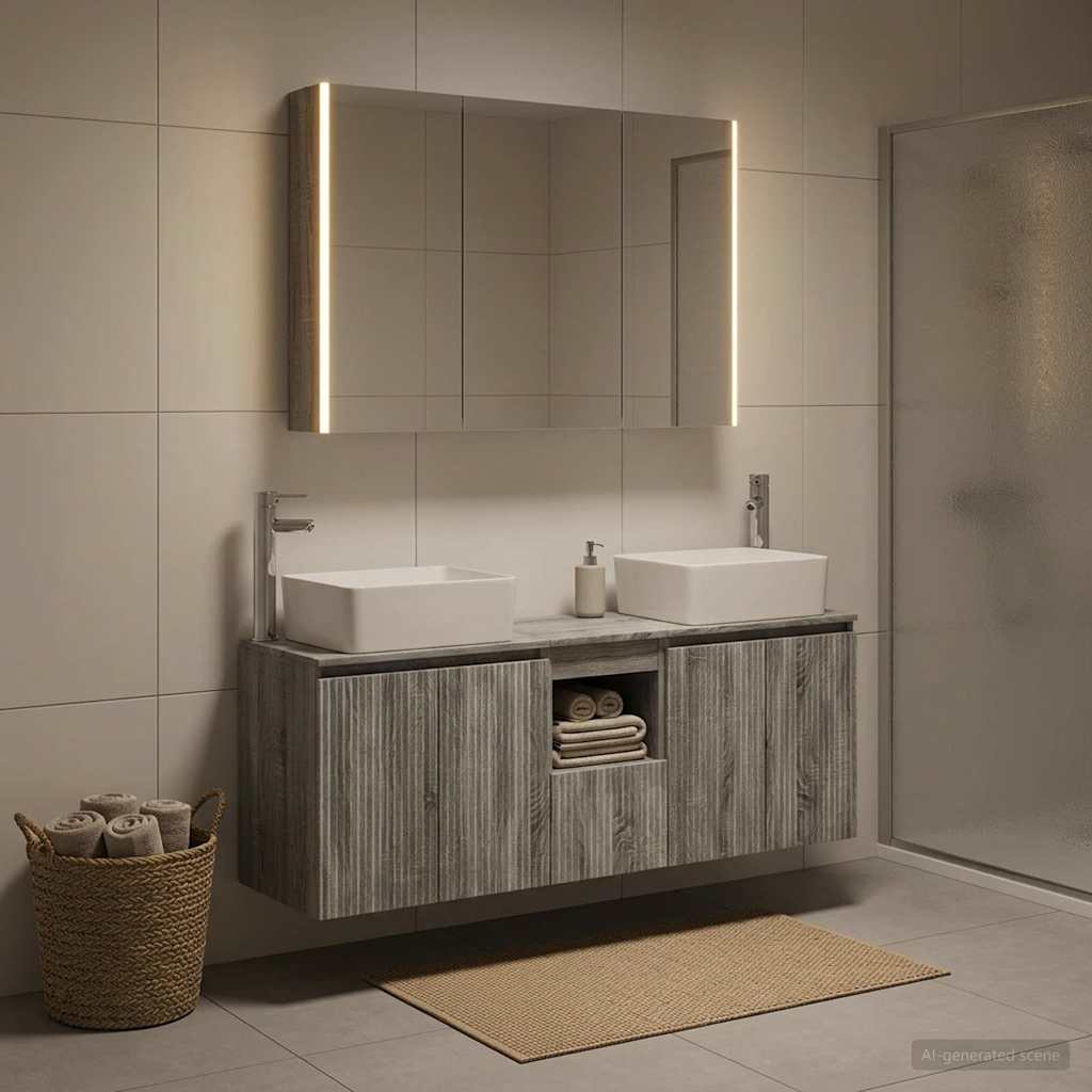 vidaXL Bathroom Cabinet Set 4 pcs Grey Sonoma Engineered Wood