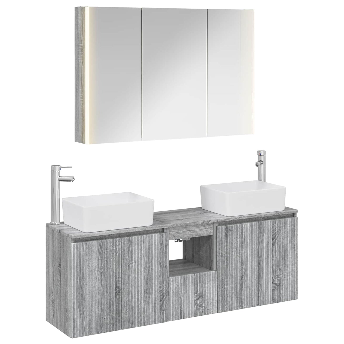 vidaXL Bathroom Cabinet Set 4 pcs Grey Sonoma Engineered Wood