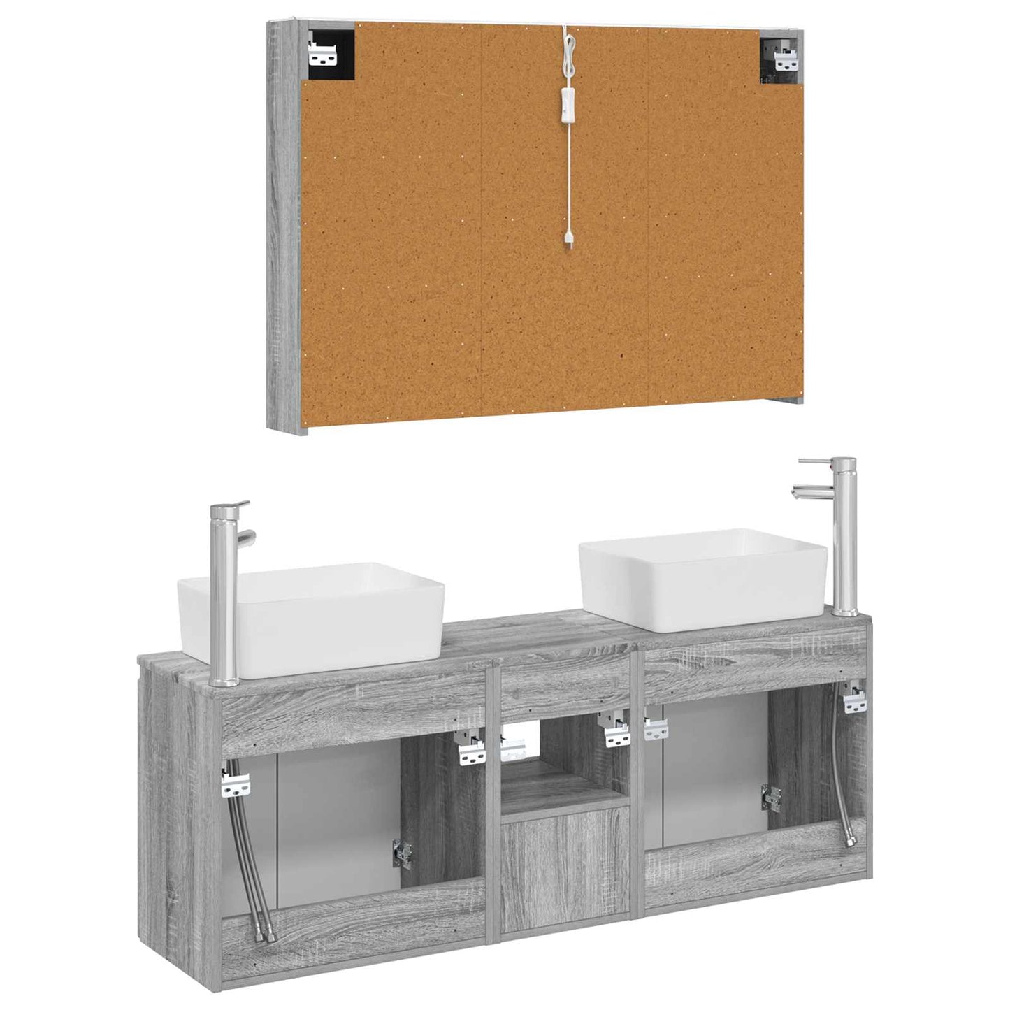 vidaXL Bathroom Cabinet Set 4 pcs Grey Sonoma Engineered Wood