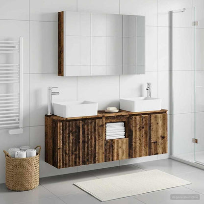 vidaXL Bathroom Cabinet Set 4 pcs Old Wood Engineered Wood