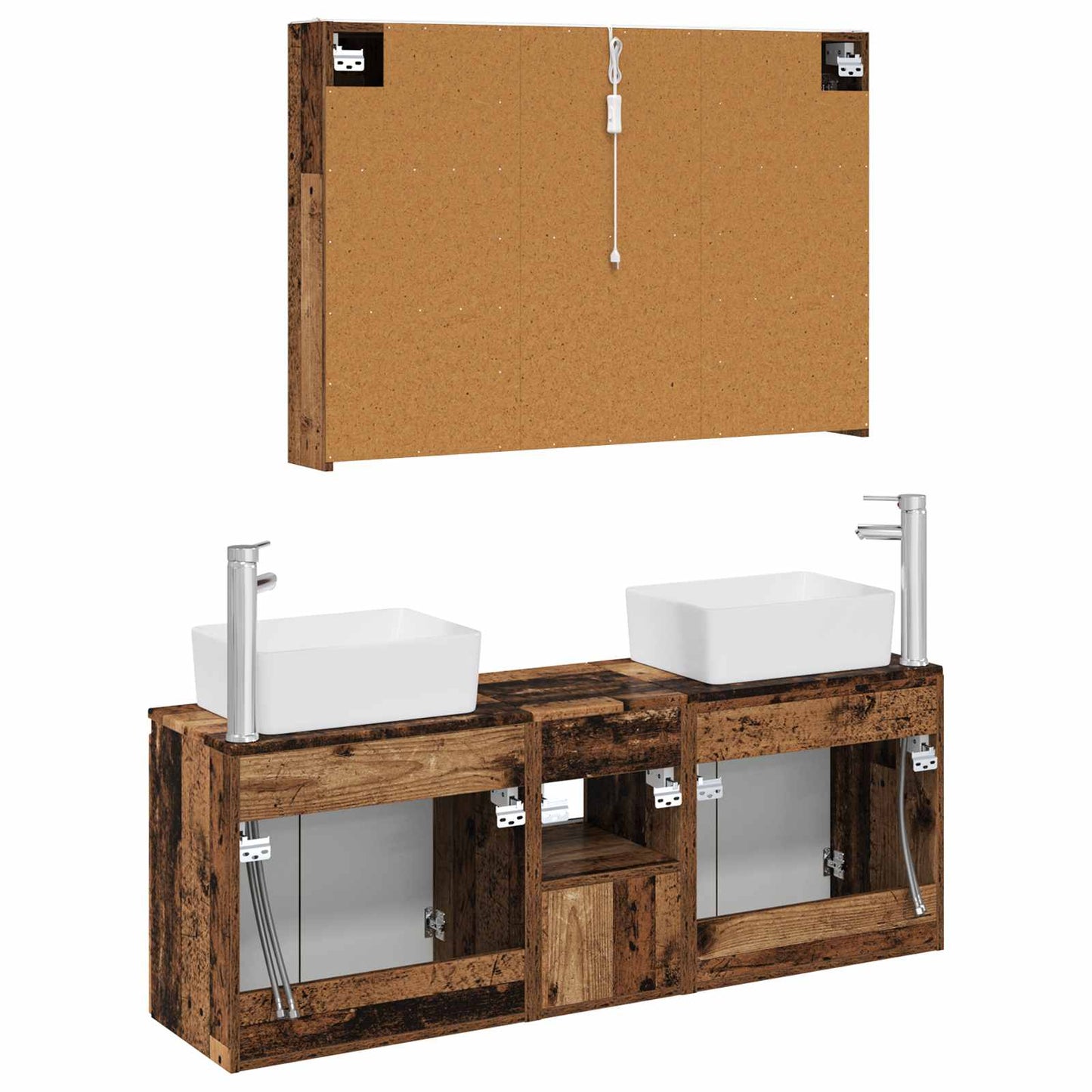 vidaXL Bathroom Cabinet Set 4 pcs Old Wood Engineered Wood
