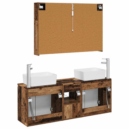 vidaXL Bathroom Cabinet Set 4 pcs Old Wood Engineered Wood