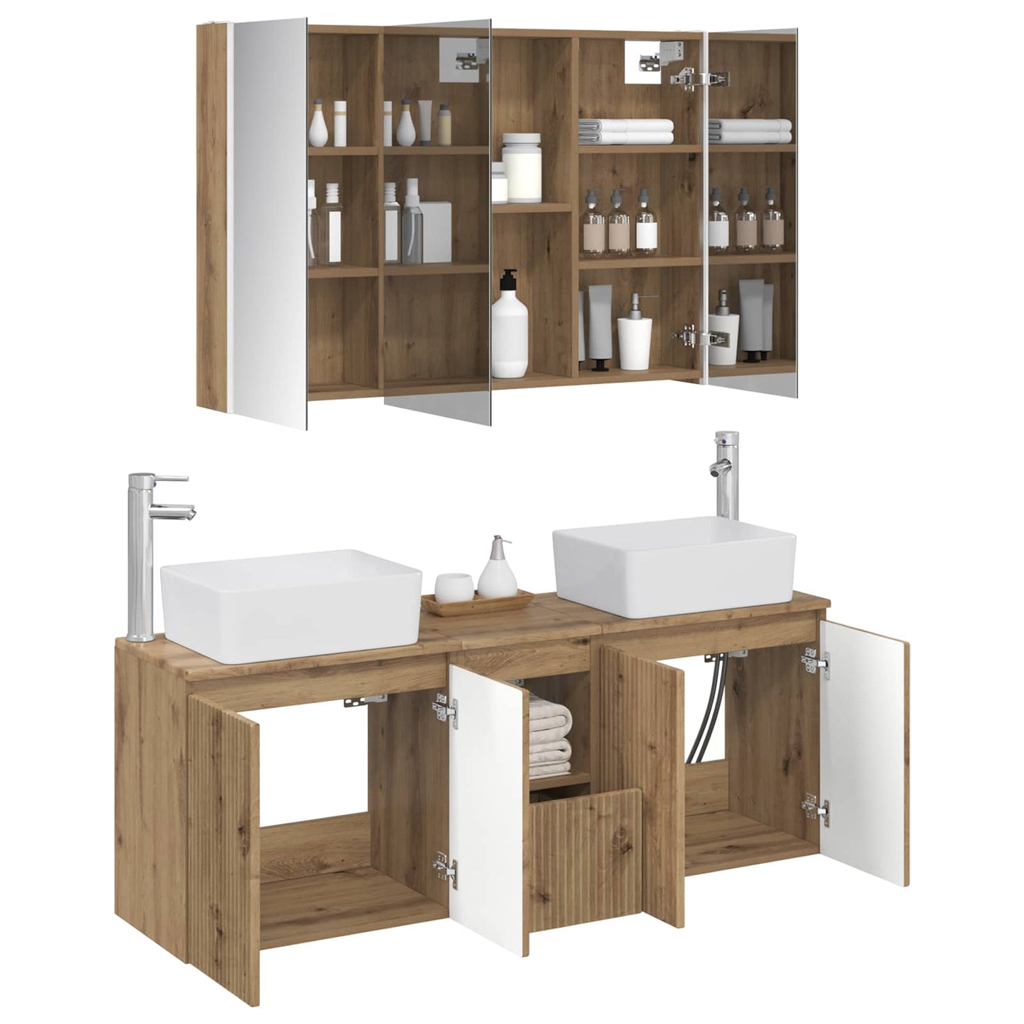vidaXL Bathroom Cabinet Set 4 pcs Artisan Oak Engineered Wood