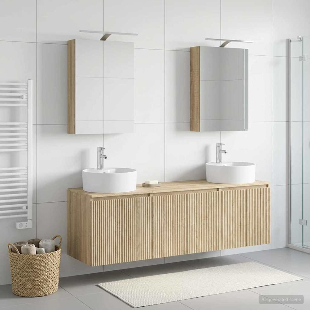 vidaXL Bathroom Cabinet Set 5 pcs Sonoma Oak Engineered Wood