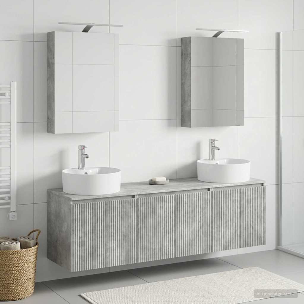 vidaXL Bathroom Cabinet Set 5 pcs Concrete Grey Engineered Wood