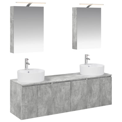 vidaXL Bathroom Cabinet Set 5 pcs Concrete Grey Engineered Wood