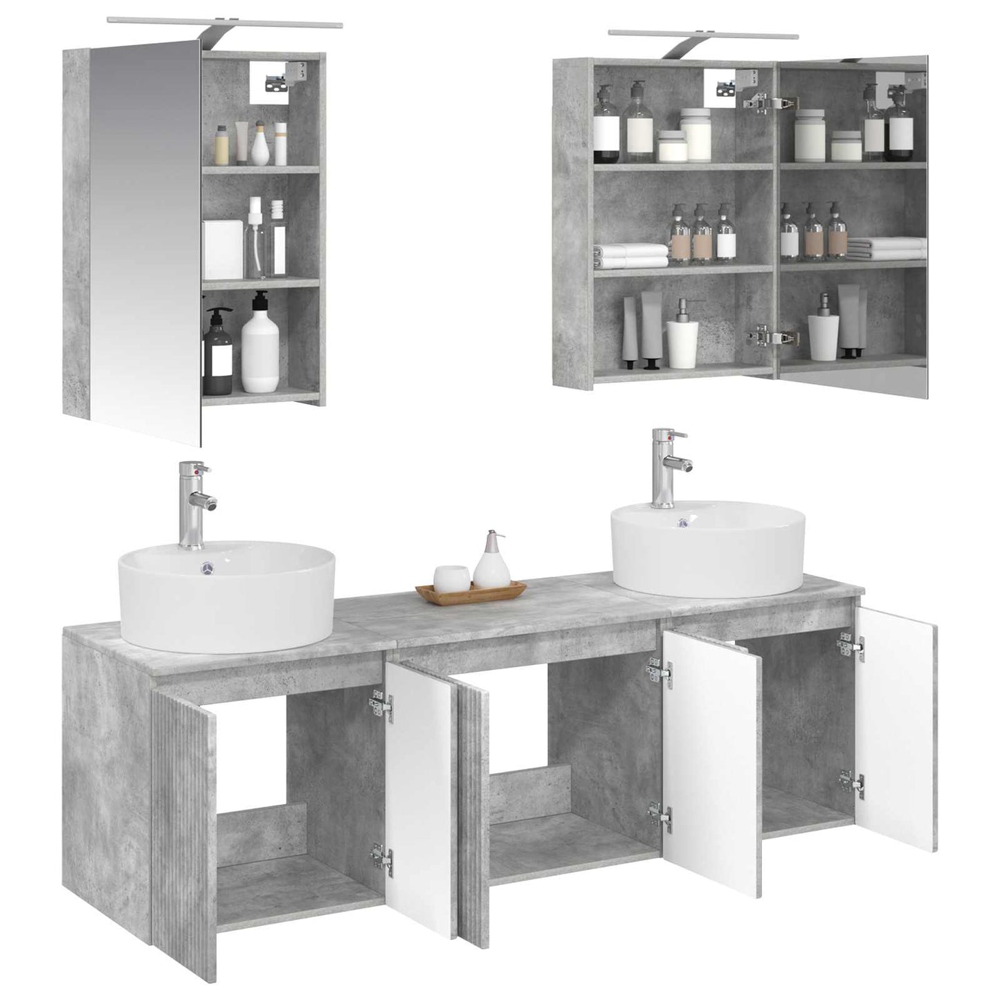 vidaXL Bathroom Cabinet Set 5 pcs Concrete Grey Engineered Wood