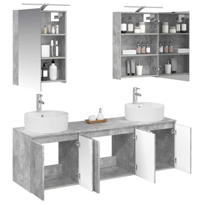 vidaXL Bathroom Cabinet Set 5 pcs Concrete Grey Engineered Wood