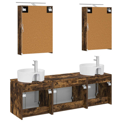 vidaXL Bathroom Cabinet Set 5 pcs Smoked Oak Engineered Wood